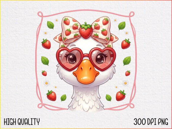 Download Cute Goose PNG with Strawberry Bow - Cute goose png Collection
